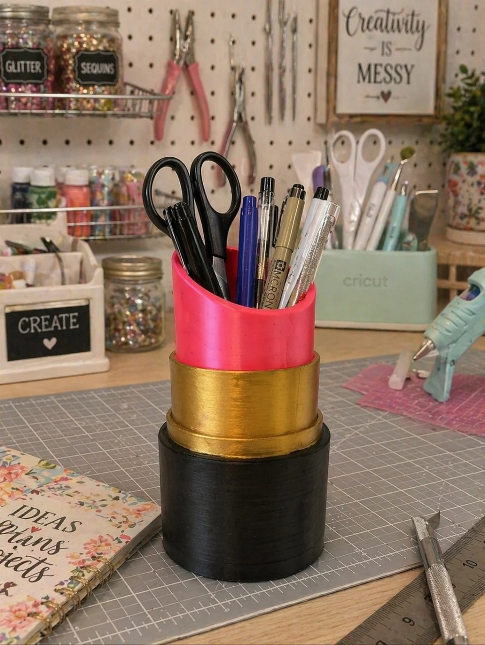 3D Printed Lipstick Holder Organizer Makeup Brush Desk Supply Decor Storage